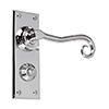 Scrolled Handle, Bristol Privacy Plate, Nickel