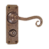 Scrolled Handle, Ilkley Privacy Plate, Antiqued Brass
