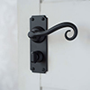 Scrolled Handle, Ilkley Privacy Plate, Matt Black