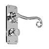 Scrolled Handle, Ilkley Privacy Plate, Nickel