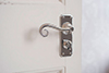 Scrolled Handle, Ilkley Privacy Plate, Nickel