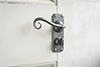 Scrolled Handle, Ilkley Privacy Plate, Polished