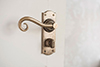 Scrolled Handle, Nowton Privacy Plate, Antiqued Brass