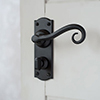 Scrolled Handle, Nowton Privacy Plate, Matt Black