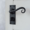 Scrolled Handle, Ripley Privacy Plate, Matt Black