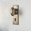 Downley Knob, Bristol Keyhole Plate, Antiqued Brass