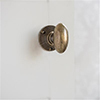 Downley Knob, Reeded Plate, Antiqued Brass