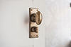 Downley Knob, Ripley Privacy Backplate, Antiqued Brass