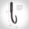 9cm Barn Wall Hook in Matt Black