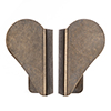 Heart Edge Pull Pair in Antiqued Brass