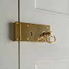 Rim Lock (Left) with Mews Handle, Polished Brass