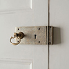 Rim Lock (Right) with Mews Handle, Antiqued Brass