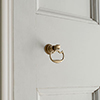 Rim Lock (Right) with Mews Handle, Antiqued Brass