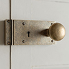 Rim Lock (Left) with Holkham Knob, Antiqued Brass