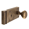 Rim Lock (Left) with Holkham Knob, Antiqued Brass