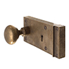 Rim Lock (Right) with Holkham Knob, Antiqued Brass