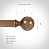 25mm Brass Ball Finial in Antiqued Brass