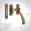 London Window Latch (Left Side) in Antiqued Brass