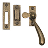 London Window Latch (Left Side) in Antiqued Brass