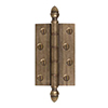 Butt Hinge with Acorn Finials in Antiqued Brass