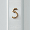 Number 5 in Antiqued Brass