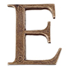 Letter E in Antiqued Brass