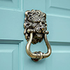 Lion's Head Door Knocker in Antiqued Brass