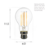 BC (B22) Classic GLS LED Filament Bulb, Dimmable