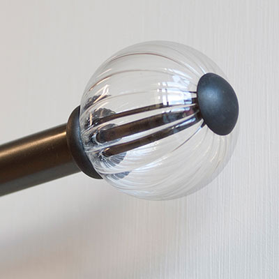 Fluted Glass Ball Finial for 20mm Pole 