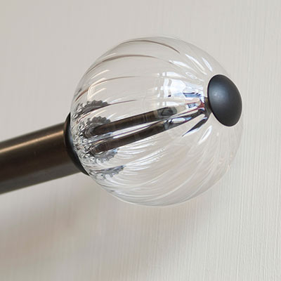 Fluted Glass Ball Finial for 25mm Pole 