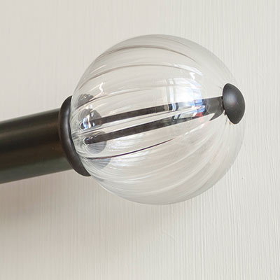 Fluted Glass Ball Finial for 38mm Pole 