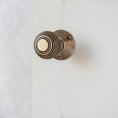 Reeded Door Knob, Rowley Plate