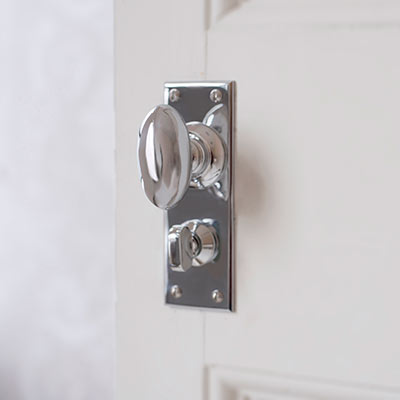 Downley Knob, Bristol Privacy Plate, Antique Brass