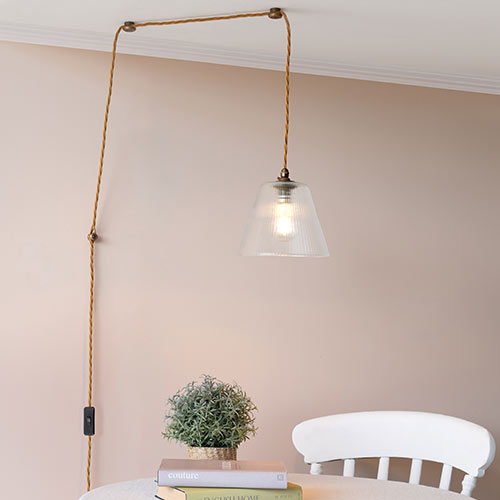 Ashley Fine Fluted Plug-in Pendant with Inline Switch