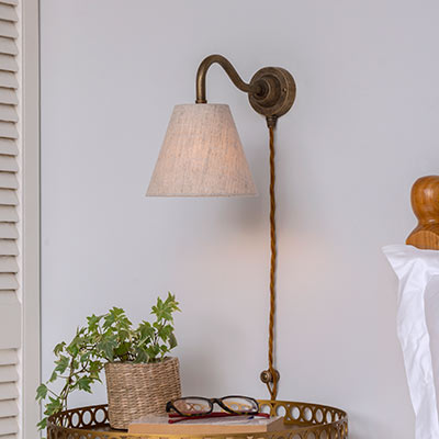 20cm Medium French Drum Shade in Soft Grey Cow Parsley