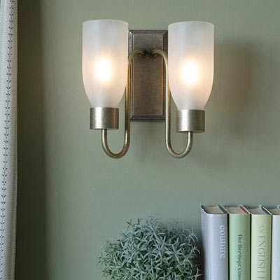 Double Morston Wall Light, Frosted Glass