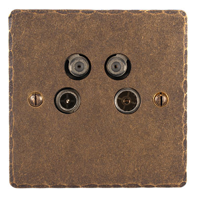 4 Way Satellite Socket Hammered Plate
