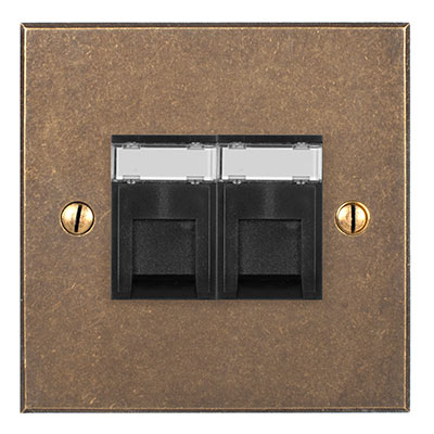 Combined BT Secondary/RJ45 Socket Bevelled Plate