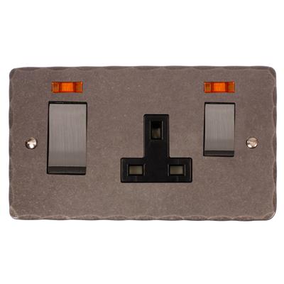 45amp Cooker Socket Steel/Black Hammered