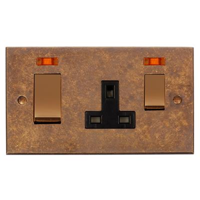 45amp Cooker Socket Brass/Black Bevelled 
