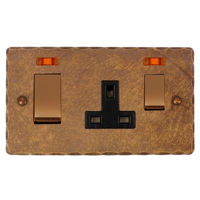 45amp Cooker Socket Brass/Black Hammered