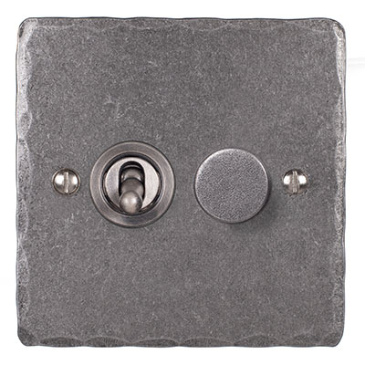 2 Gang Steel Dolly/Dimmer Polished Hammered