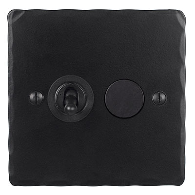 2 Gang Black Dolly/Dimmer Black Hammered