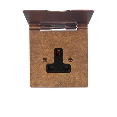 13amp Floor Socket Antiqued Brass
