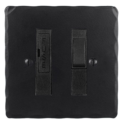 13amp Black Fused Switch Hammered