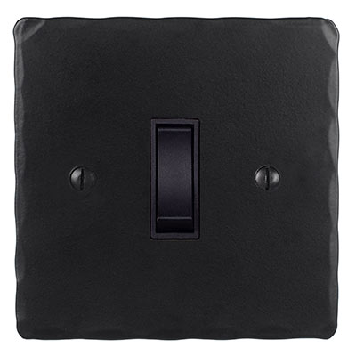 1 Gang Black Grid Switch Hammered Plate