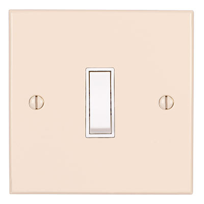 1 Gang White Grid Switch Plain Ivory Bevelled Plate