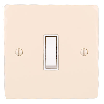 1 Gang White Grid Switch Plain Ivory Hammered Plate
