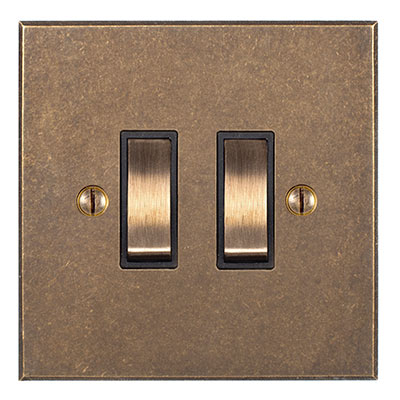 2 Gang Brass Grid Switch Bevelled Plate