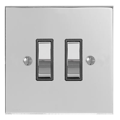 2 Gang Chrome Grid Switch Nickel Bevelled